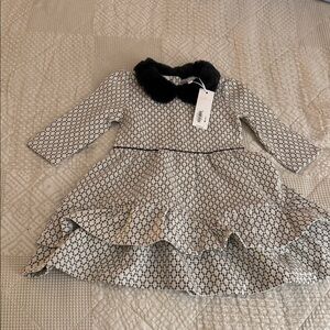 Janie and Jack Chic Black and White Holiday Kids Dress NWT